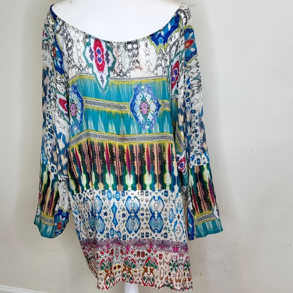 Johnny Was Supra Print Floral Pullover Blouse Plus Size 2X - Picture 3 of 4